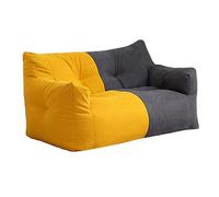 Bean Bag Chair Cover 4ft 2-seat Bean Bag Sofa Couch Cover No Filler Beanbag Chair Washable Thick Sofa Cotton Space-saving Furniture Living Room (Color : Double yellow gray, Size : Sofa cover)