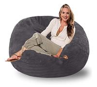 Bean Bag Chair Cover(no Filler)Chair Cushion,Big Round Bean Bag Cover Thick Soft Fluffy Faux Rabbit Fur Sofa Bed Beanbag Couch Relax Recliner Chair,Machine Washable ( Color : Dark grey , Size : 100cm-