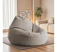 Bean Bag Chair Cover (No Filler) Corduroy Beanbag Cover Washable Lounge Chair Pouf Lazy Sofa Bean Bag Couch for Adults, Living Room, Bedroom(Light Gray)