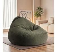 Bean Bag Chair Cover (No Filler) Corduroy Beanbag Cover Washable Lounge Chair Pouf Lazy Sofa Bean Bag Couch for Adults, Living Room, Bedroom(Dark green)