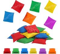 Bean Bag Toss, 30 pcs Mini Colored Bean Bags, 7 cm*7 cm Mini Toy Bean Bags, Children's Bean Bag Toss Game Props Outdoor Family Hand Toss Game, Suitable for Party Events Student Sports (6Colors)