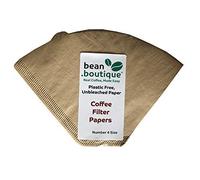 Bean.boutique Coffee Filter Papers/Cones, Plastic Free, Compostable, Unbleached Paper, Biodegradable, Size 4, 4 Cup, 40