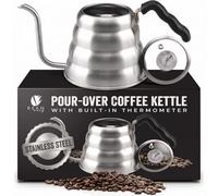 Bean Envy Gooseneck Kettle Stovetop - Pour Over Kettle with Thermometer | 40 Oz (1,200 ml) Stainless Steel, Coffee and Tea Brewing, Ergonomic Heat-Safe Handle, Precision Flow Control