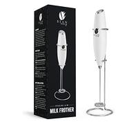 Bean Envy Milk Frother Handheld for Coffee - Electric Hand Blender, Mini Drink Mixer Whisk & Coffee Foamer Wand with Stand for Lattes, Cappuccino, Matcha and Hot Chocolate - Kitchen Gifts - White
