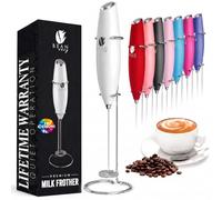 Bean Envy Milk Frother Handheld for Coffee - Electric Hand Blender, Mini Drink Mixer Whisk & Coffee Foamer Wand with Stand for Lattes, Cappuccino, Matcha and Hot Chocolate - Kitchen Gifts - White
