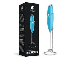 Bean Envy Milk Frother Handheld for Coffee - Electric Hand Blender, Mini Drink Mixer Whisk & Coffee Foamer Wand with Stand for Lattes, Cappuccino, Matcha and Hot Chocolate - Kitchen Gifts - Light Blue