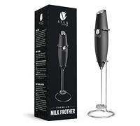 Bean Envy Milk Frother Handheld - Perfect for The Best Latte - Whip Foamer - Includes Stainless Steel Stand - Black