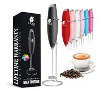 Bean Envy Milk Frother Handheld - Perfect for The Best Latte - Whip Foamer - Includes Stainless Steel Stand - Black