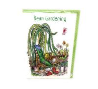 Bean Gardening Bean Resting on a Bench Under a Tree Greeting Card