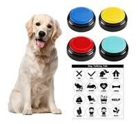 BEAN LIEVE Dog Buttons with 16 Free Stickers, Dog Button for Communication, Pet Training Buzzer, 20 Seconds Voice Recording Button, Speech Buttons for Cats, Multicolour Set of 4