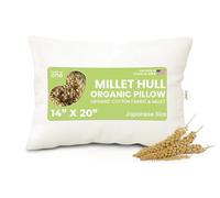 Millet Japanese Bed Pillow - Organic Cotton, Vegan, Premium Quality - Made in USA -14" x 20" - Neck Bed Body Floor Cushion Insert Couch Throw Bolster - Organic Eco Friendly Fabric and Fill