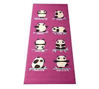 Bean Products Kids Size Sticky Yoga Mat | 3mm Thick (⅛”) x 60” L x 24” W | Non-Toxic SGS Certified | Non-Skid & Non-Slip Eco-Friendly Exercise or Playtime Mat | Fun Colors & Designs | Panda, Raspberry