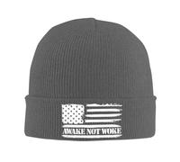 Beanie for Men Funny Awake But Not Woke Breathable Sleep Cap Warm Brimless Hat for Guys Mens Women