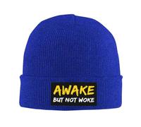Beanie for Men Funny Awake But Not Woke Lightweight Skull Cap Slouchy Brimless Hat for Running Outdoor Travel