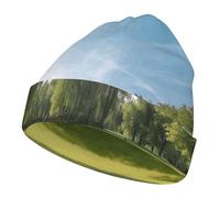 Beanie for Men Women Winter Floral Woman Drawing Beanies Hat Soft Warm Knit Hats Beanie Cap Knit Beanies, Green Grass in the Park, 1 Count (Pack of 1)