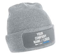 Beanie Hat Any Text Any Image Your Work Company Logo Personalised Workwear, One Size, Heather Grey