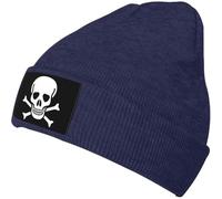 Beanie Hat Crossbone Skull Head Knit Hat Classic Warm Winter Hats, for Cycling, Running, Sleeping, 56-62cm