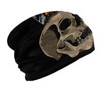 Beanie Hat for Men & Women, Unisex Stretchy Skull Caps, Soft Velvet Winter Hat Beanie for Running Cycling - Human Skull Crow Red Moon Cross