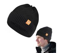 Beanie Hat - Knit Cuffed Winter Beanie for Men & Women, Soft Stretchy Warm Daily Fisherman Hat, Stylish Unisex Knit Cap, Gifts for Him, Dad, Her, Women Black