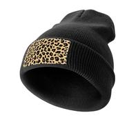 Beanie Hat Men - Winter Warm Classic Leopard Printing Beanie Hat,Termal Knitted Fisherman Beanie,Boho Animals Cuffed Slouchy Skullies Gifts for Men Outdoor Running Hiking Black