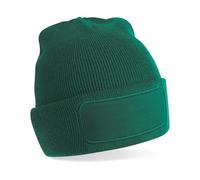 Beanie Hat Men & Women | Soft Acrylic Patch Beanie, Men's Hats & Caps for Winter | Men's Skullies & Beanies Woolly Hats with Adjustable Fit | Warm Unisex Headwear for Everyday Use (Bottle Green)