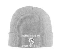 Beanie Hat Women Want Me Fish Fear Me Winter Hat Soft Knit Cap Cozy Beanie Cap for Fishing Camping Running