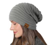Beanie Hat Women - Winter Warm Knitted Beanies Ladies Thermal Wooly Hat Soft Stretch Slouchy Beanie Skull Cap Cable Knit Hat for Women Girls Outdoor UK Gray