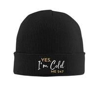 Beanie Hat Yes I'm Cold Me 24:7 Sweatshirt Knit Slouchy Cap Summer Stretchable Chemo Cap, for Hiking, Headwear, Daily, 56-62cm