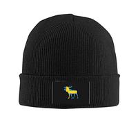 Beanie Knit Hats Moose Animal Swedish Flag Skull Cap Unisex Watch Cap Beanie Comfortable Classics Basic Beanie for Fall Family Thanksgiving 30X18 Cm