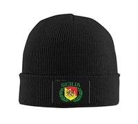 Beanie Knit Hats Sicilian Crest Classics Basic Beanie Unisex Skull Cap Daily Baggy Skull Cap for Family Thanksgiving Fall 30X18 Cm