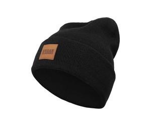 Beanie Urban Classic leatherpatch long Noir TU