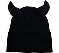 Beanie with Horns,Devil Horn Beanie 9.1x7.9'' Cozy and Warm Acrylic Knitted Beanies Hats Men with Horns Comfortable Fit Stretchy Beanie with Horns for Winter Outfit