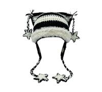 Beanies Cat Beanie Y2k Beanie Goth Knit Hat Grunge Crochet Hats for Women y2k Accessories, Black White, M