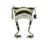Beanies Cat Beanie Y2k Beanie Goth Knit Hat Grunge Crochet Hats for Women y2k Accessories, Green White, M