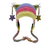 Beanies Cat Beanie Y2k Beanie Goth Knit Hat Grunge Crochet Hats for Women y2k Accessories, Pink Yellow, M