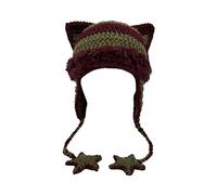 Beanies Cat Beanie Y2k Beanie Goth Knit Hat Grunge Crochet Hats for Women y2k Accessories, Purple Green-b, M