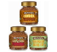Beanies Christmas collection Flavoured Instant Coffee Variety Pack 150g (3 x 50g Jars) - Includes Christmas Pudding, Cinder Toffee & Gingerbread, Sugar Free, Vegan & Gluten Free - Seasonal Favourites
