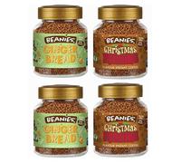 Beanies Christmas Collection Flavoured Instant Coffee Variety Pack 200g (4 x 50g Jars) - Includes Christmas Pudding & Gingerbread - Sugar Free, Low Calorie, Vegan & Gluten Free - Seasonal Favourites