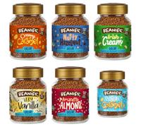 Beanies Decaf Instant Coffee Gift Pack 300g (6x50g) - Caramel, Hazelnut, Vanilla,Sugar-Free Low-Calorie Coffee, Vegan Vegetarian Friendly, No Added Sugar, Smooth Flavoured Decaf for Daily Wellness