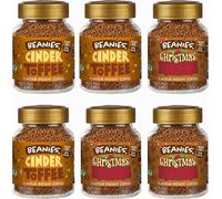 Beanies Festive Favourites Flavoured Instant Coffee Variety Pack 300g (6 x 50g Jars) - Includes Cinder Toffee & Christmas Pudding - Sugar Free, Low Calorie, Vegan & Gluten Free