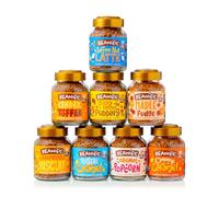 Beanies Flavoured Instant Coffee, Caramel Flavour Gift Box 400g (8 x 50g Jars) - Creamy Caramel, Caramel Popcorn, Maple Fudge, Sticky Toffee Pudding, Cinder Toffee, Toffee Nut Latte etc., Sugar Free