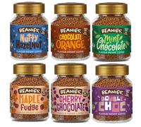 Beanies Flavoured Instant Coffee Chocolate Variety Pack - 6 x 50g Jars - Nutty Hazelnut, Orange, Chocolate, Maple Fudge, Cherry & Double