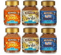 Beanies Flavoured Instant Coffee Decaf Variety Pack - 6 x 50g jars - Creamy Caramel, Nutty Hazelnut and Very Vanilla