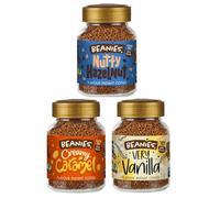 Beanies Flavoured Instant Coffee Variety Pack - 3 x 50g jars - Creamy Caramel, Nutty Hazelnut and Very Vanilla