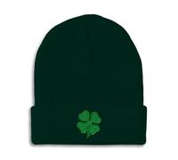 Beanies for Men Four Leaf Clover Ireland Irish St Patrick's Skull Cap Winter Hats for Women One Size, Forest Green Design Only, One size