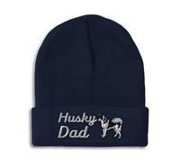 Beanies for Men Siberian Dad Husky Dog Pet Embroidery Skull Cap Winter Hats for Women Acrylic One Size, Navy Design Only, One size