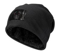 Beanies Hats Men Black Red Eyed Wolf Printed Winter Knitted Hat Slouchy Pullover Cap Thick Warm Caps for Men Women, Black, One size