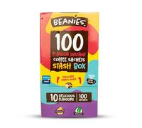 Beanies Mixed Flavoured Instant Coffee 100 Sachets with 10 Different Flavours in a variety pack, Freeze-Dried Granules, Premium Taste, Nut-Free, Rich in Flavour, Low-Calorie, Gluten-Free, Vegan