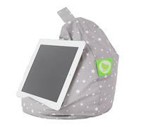 BeanLazy Tablet Stand Mini Bean Bag - Grey Stars 100% Cotton Supportive Cushion Holder - Universal Pillow Stand for iPad, eReaders, Books & Tablets