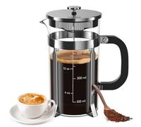 BeanNest 21 Ounce / 600ML French Press Coffee Maker - Stainless Steel & Borosilicate Glass, 4 - Filter for Smooth Brews - Perfect for Cold Brew, Espresso & Tea